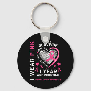 1 års cancerfri Mamma Rosa Awareness Breast Cance Nyckelring
