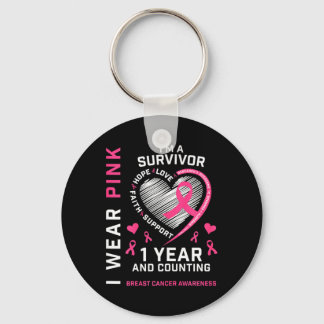 1 års cancerfri Mamma Rosa Awareness Breast Cance Nyckelring