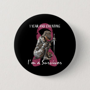 1 års cancerfri Rosa Bröstcancer överlevande Gif Knapp