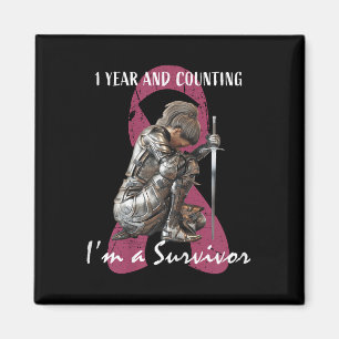 1 års cancerfri Rosa Bröstcancer överlevande Gif Magnet