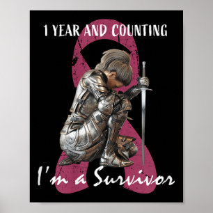 1 års cancerfri Rosa Bröstcancer överlevande Gif Poster