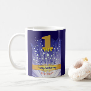 1 Års CUSTOM Återhämtningsjubileum Fet Siffra Kaffemugg