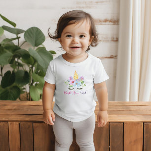 1-års födelsedag akvarell blomster magisk enhörnin t shirt