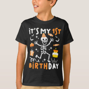 1-års födelsedag barn rolig skelett 1:a födelsedag t shirt