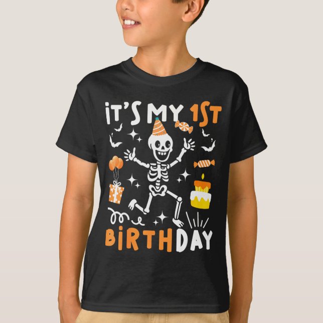 1-års födelsedag barn rolig skelett 1:a födelsedag t shirt (Framsida)