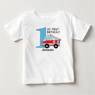 1-års födelsedag brandbil blå/röd t-shirt