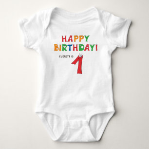 1-års födelsedag Färgglada alfabet med förnamn T Shirt