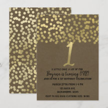 1-års födelsedag Guld Folie Modern Chic Rustik Kra