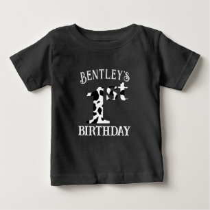 1-års födelsedag Ko Tryck Vit Text T Shirt