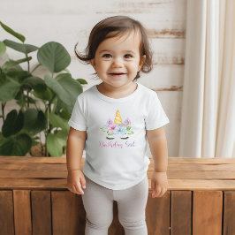 1-års födelsedag Vattenfärg Blommig Magisk Enhörni T Shirt