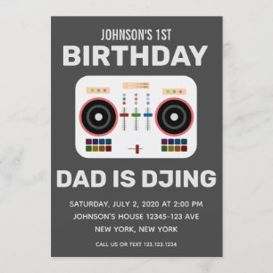 1-års födelsedags DJ danstillställning i kolgrå to Inbjudningar