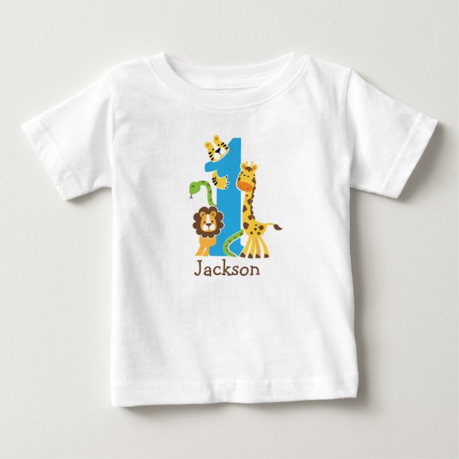 1-års födelsedags djungel T-shirt (Framsida)