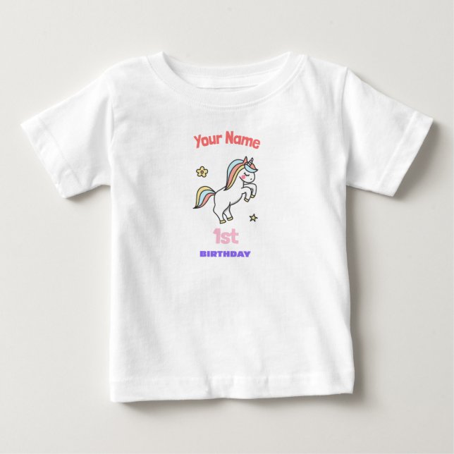 1-års födelsedags enhörning t shirt (Framsida)