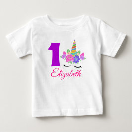 1-års födelsedags enhörning-tematisk baby-t-shirt t shirt