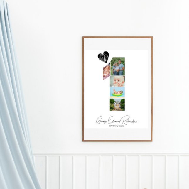 1-års födelsedags fotokollageaffisch minnessak poster (Skapare uppladdad)