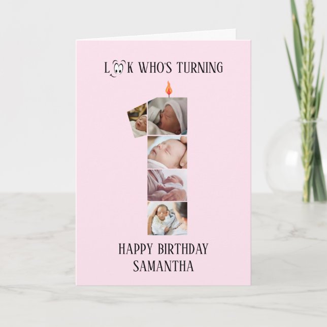 1-års födelsedags fotokort kort (Framsida)