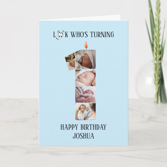 1-års födelsedags fotokort kort (Framsida)