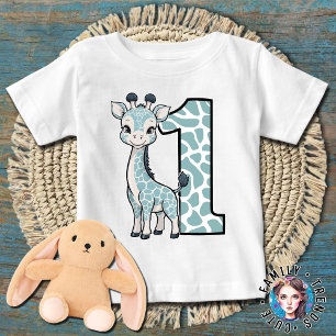 1-års födelsedags giraff t shirt
