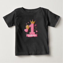 1-års födelsedags prinsesskrona för småbarns t-shi