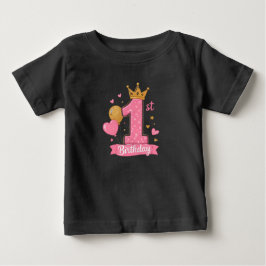 1-års födelsedags prinsesskrona för småbarns t-shi t shirt