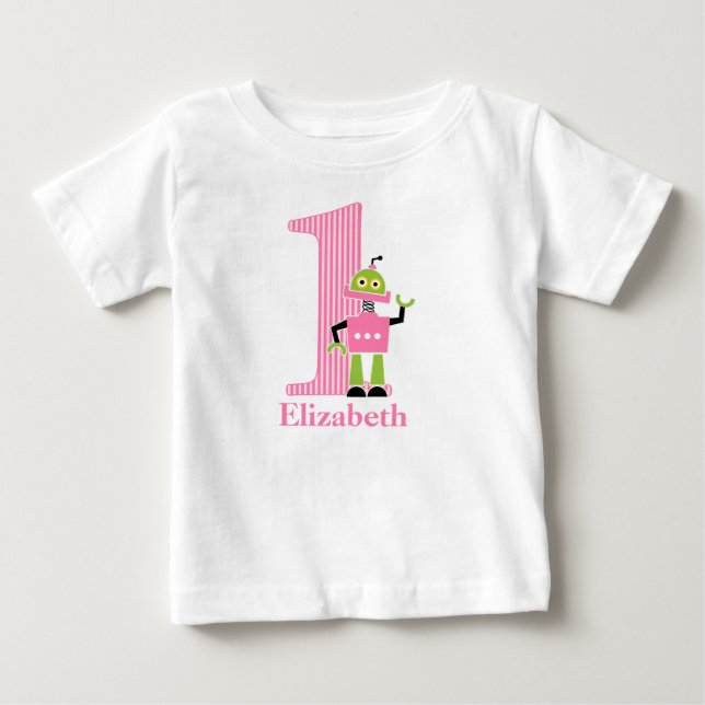 1-års födelsedags Robot T-shirt (Framsida)