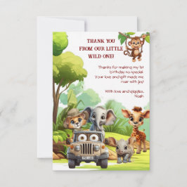 1-års födelsedags safari Vilda ettan djungel tackk Tack Kort