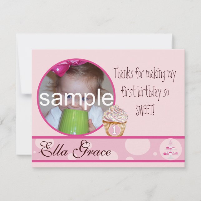 1-års födelsedags tackkort tack kort (Framsida)