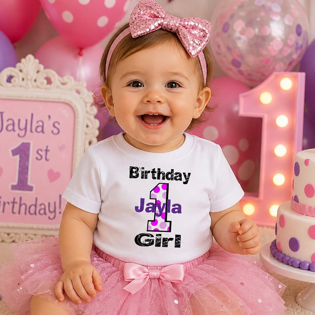 1-års Födelsedags Tjej Tröja Prickig One (1st Birthday Girl Shirt Polka Dot One)