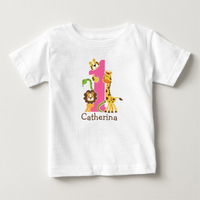 1-års födelsedagsdjungel T-shirt (Framsida)