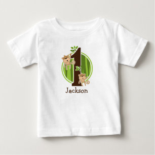 1-års födelsedagsdjungelapa T-shirt