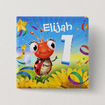 1 års födelsedagskalkyl - emblem Little Ladybug ra