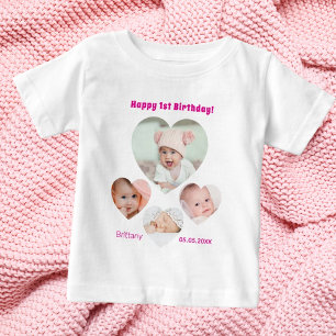 1-års födelsedagsnamn ålder fotokollage bebisflick t shirt