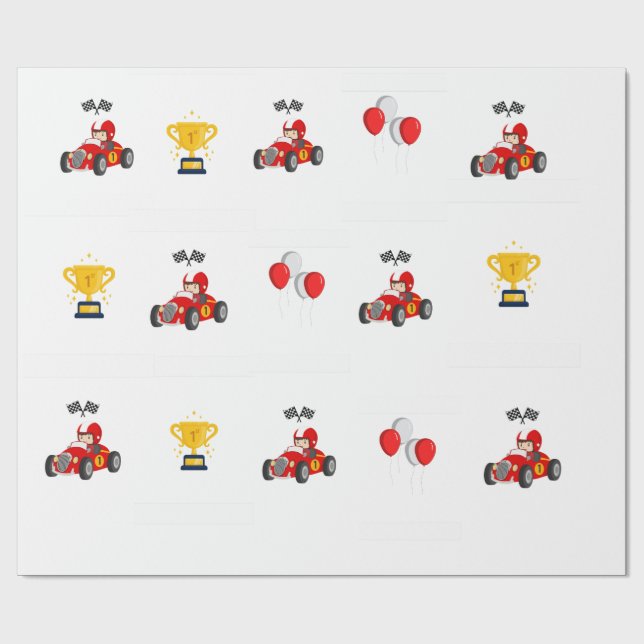 1-års födelsedagsracingbil presentpapper (Platt)