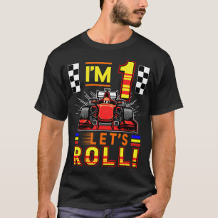 1 års gammal formel Tävling-bil 1:a födelsedagen T Shirt