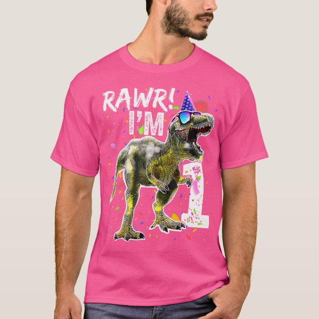 1 års gammal shirt 1:a födelsedagstjocklek T Rex d T Shirt (Framsida)