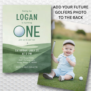 1-års Golf Par-ty Vattenfärg Fotografi Inbjudningar