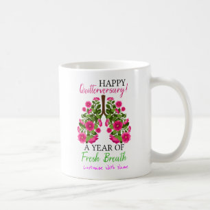 1 års rökfri offert med Magenta Blommigt Lungs Kaffemugg