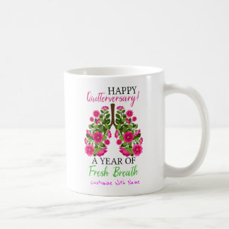 1 års rökfri offert med Magenta Blommigt Lungs Kaffemugg