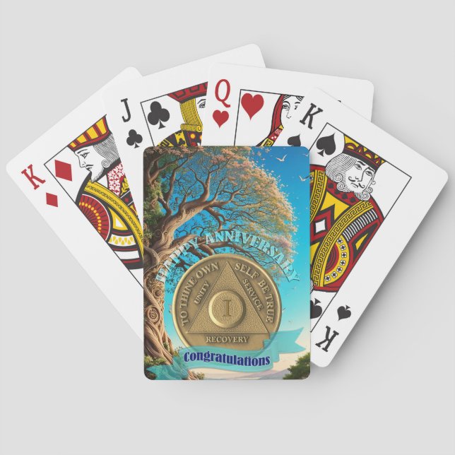 1 års Sober-årsdag i Livets träd Casinokort (Baksidan)