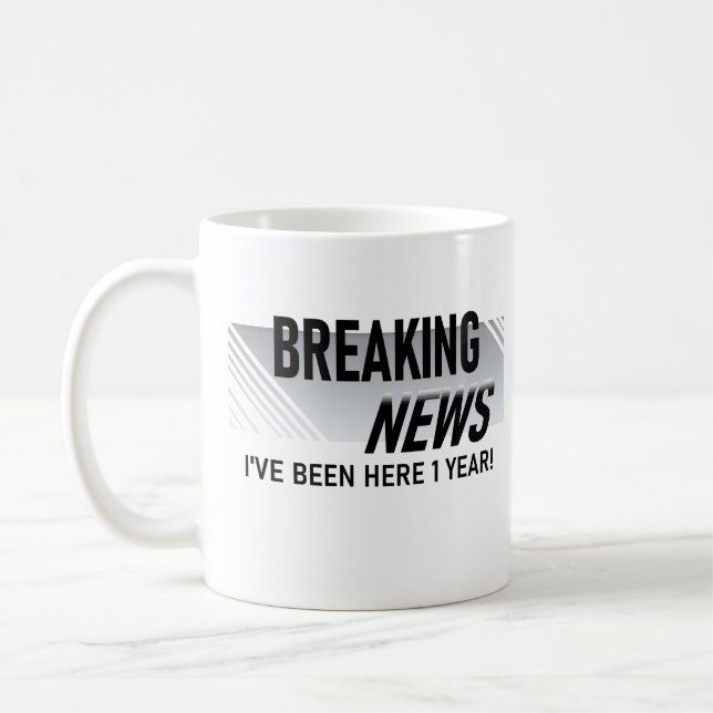 1 års tjänstjubileum Nyhetsmeddelande Anställd Kaffemugg (Vänster)