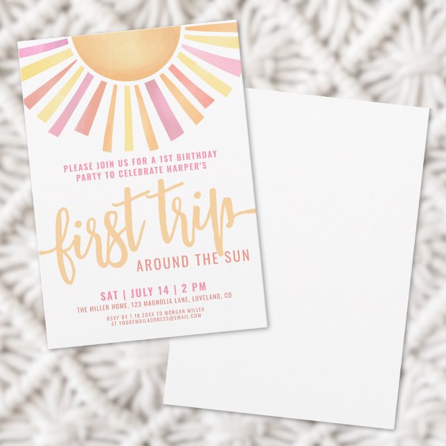 1-årsdag Första resan runt solen Inbjudningar (1st Birthday First Trip Around The Sun Invitation)