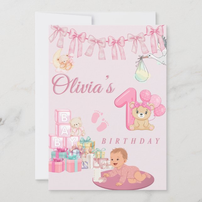 1-årsdag inbjudningar (Framsida)