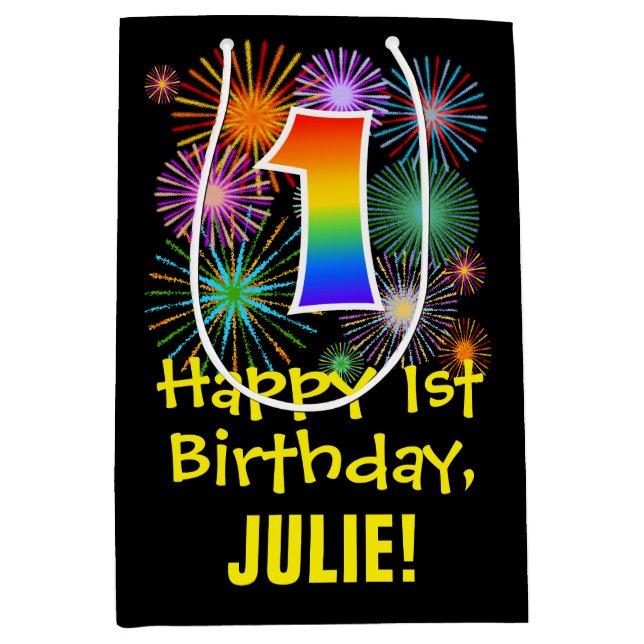 1-årsdag: Roligt fyrverkerimönster + regnbåge 1 (Framsidan)