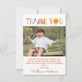 1-årsdag  Solsken Vattenfärg Tack Foto Kort