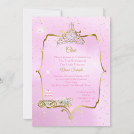 1-årsdagen Cinderella Rosa Carriage Cake Inbjudningar