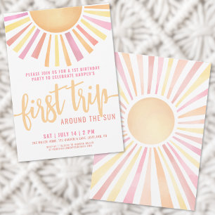 1-årsfirande Boho Första varvet runt solen Inbjudningar