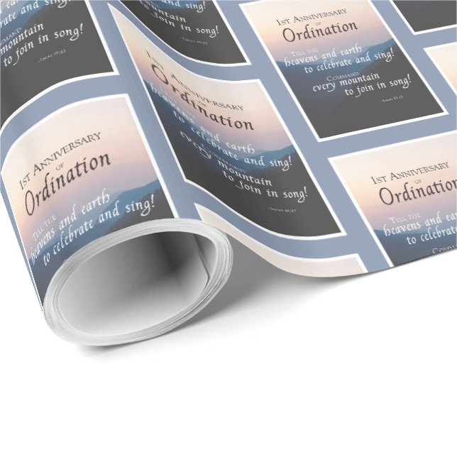 1-årsjubileum för prästvigning Grattis Presentpapper (Rullad Hörn)