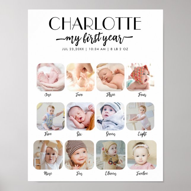 1-årsjubileum Mitt första år Foto Poster (Framsidan)