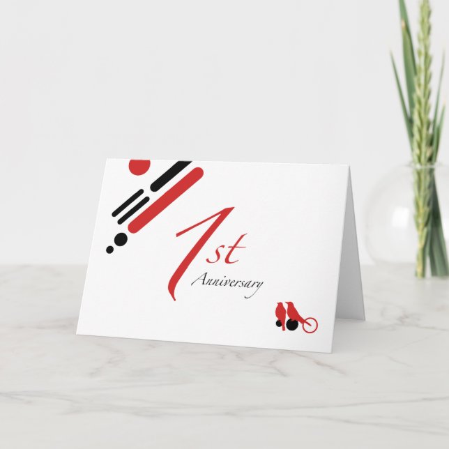 1-årsjubileum (mod fåglar) kort (Framsida)