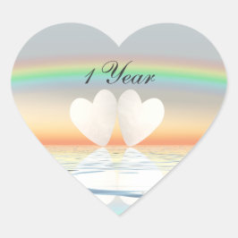 1-årsjubileum Pappershjärtan Hjärtformat Klistermärke